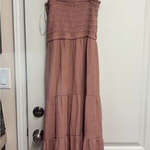 Summer Nude Smocked Maxi Dress